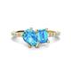 1 - Zahara 9x6 mm Pear and Emerald Cut Blue Topaz 2 Stone Duo Ring 