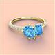 3 - Zahara 9x6 mm Pear and Emerald Cut Blue Topaz 2 Stone Duo Ring 