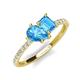 4 - Zahara 9x6 mm Pear and Emerald Cut Blue Topaz 2 Stone Duo Ring 