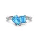 1 - Zahara 9x6 mm Pear and Emerald Cut Blue Topaz 2 Stone Duo Ring 