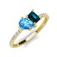 4 - Zahara 9x6 mm Pear Blue Topaz and 7x5 mm Emerald Cut London Blue Topaz 2 Stone Duo Ring 
