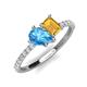 4 - Zahara 9x6 mm Pear Blue Topaz and 7x5 mm Emerald Cut Citrine 2 Stone Duo Ring 