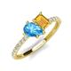 4 - Zahara 9x6 mm Pear Blue Topaz and 7x5 mm Emerald Cut Citrine 2 Stone Duo Ring 