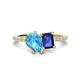 1 - Zahara 9x6 mm Pear Blue Topaz and 7x5 mm Emerald Cut Iolite 2 Stone Duo Ring 