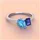 3 - Zahara 9x6 mm Pear Blue Topaz and 7x5 mm Emerald Cut Iolite 2 Stone Duo Ring 