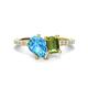 1 - Zahara 9x6 mm Pear Blue Topaz and 7x5 mm Emerald Cut Peridot 2 Stone Duo Ring 
