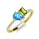 4 - Zahara 9x6 mm Pear Blue Topaz and 7x5 mm Emerald Cut Peridot 2 Stone Duo Ring 