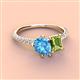 3 - Zahara 9x6 mm Pear Blue Topaz and 7x5 mm Emerald Cut Peridot 2 Stone Duo Ring 