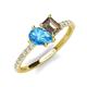 4 - Zahara 9x6 mm Pear Blue Topaz and 7x5 mm Emerald Cut Smoky Quartz 2 Stone Duo Ring 