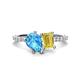 1 - Zahara 9x6 mm Pear Blue Topaz and 7x5 mm Emerald Cut Lab Created Yellow Sapphire 2 Stone Duo Ring 