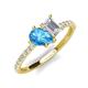 4 - Zahara 9x6 mm Pear Blue Topaz and 7x5 mm Emerald Cut White Sapphire 2 Stone Duo Ring 