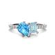 1 - Zahara 9x6 mm Pear Blue Topaz and 7x5 mm Emerald Cut Aquamarine 2 Stone Duo Ring 