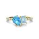 1 - Zahara 9x6 mm Pear Blue Topaz and 7x5 mm Emerald Cut Aquamarine 2 Stone Duo Ring 