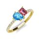 4 - Zahara 9x6 mm Pear Blue Topaz and 7x5 mm Emerald Cut Pink Tourmaline 2 Stone Duo Ring 