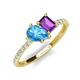 4 - Zahara 9x6 mm Pear Blue Topaz and 7x5 mm Emerald Cut Amethyst 2 Stone Duo Ring 