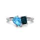 1 - Zahara 9x6 mm Pear Blue Topaz and 7x5 mm Emerald Cut London Blue Topaz 2 Stone Duo Ring 