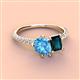 3 - Zahara 9x6 mm Pear Blue Topaz and 7x5 mm Emerald Cut London Blue Topaz 2 Stone Duo Ring 