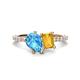 1 - Zahara 9x6 mm Pear Blue Topaz and 7x5 mm Emerald Cut Citrine 2 Stone Duo Ring 