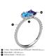 5 - Zahara 9x6 mm Pear Blue Topaz and 7x5 mm Emerald Cut Iolite 2 Stone Duo Ring 