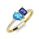 4 - Zahara 9x6 mm Pear Blue Topaz and 7x5 mm Emerald Cut Iolite 2 Stone Duo Ring 