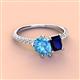 3 - Zahara 9x6 mm Pear Blue Topaz and 7x5 mm Emerald Cut Lab Created Blue Sapphire 2 Stone Duo Ring 