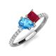 4 - Zahara 9x6 mm Pear Blue Topaz and 7x5 mm Emerald Cut Lab Created Ruby 2 Stone Duo Ring 