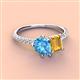 3 - Zahara 9x6 mm Pear Blue Topaz and 7x5 mm Emerald Cut Citrine 2 Stone Duo Ring 