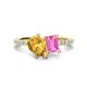 1 - Zahara 9x6 mm Pear Citrine and 7x5 mm Emerald Cut Lab Created Pink Sapphire 2 Stone Duo Ring 