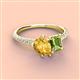 3 - Zahara 9x6 mm Pear Citrine and 7x5 mm Emerald Cut Peridot 2 Stone Duo Ring 