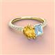 3 - Zahara 9x6 mm Pear Citrine and 7x5 mm Emerald Cut Aquamarine 2 Stone Duo Ring 