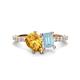 1 - Zahara 9x6 mm Pear Citrine and 7x5 mm Emerald Cut Aquamarine 2 Stone Duo Ring 