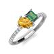 4 - Zahara 9x6 mm Pear Citrine and 7x5 mm Emerald Cut Lab Created Alexandrite 2 Stone Duo Ring 