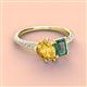 3 - Zahara 9x6 mm Pear Citrine and 7x5 mm Emerald Cut Lab Created Alexandrite 2 Stone Duo Ring 