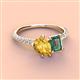 3 - Zahara 9x6 mm Pear Citrine and 7x5 mm Emerald Cut Lab Created Alexandrite 2 Stone Duo Ring 