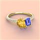 3 - Zahara 9x6 mm Pear Citrine and 7x5 mm Emerald Cut Tanzanite 2 Stone Duo Ring 