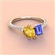 3 - Zahara 9x6 mm Pear Citrine and 7x5 mm Emerald Cut Tanzanite 2 Stone Duo Ring 