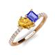 4 - Zahara 9x6 mm Pear Citrine and 7x5 mm Emerald Cut Tanzanite 2 Stone Duo Ring 