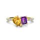 1 - Zahara 9x6 mm Pear Citrine and 7x5 mm Emerald Cut Amethyst 2 Stone Duo Ring 