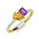 4 - Zahara 9x6 mm Pear Citrine and 7x5 mm Emerald Cut Amethyst 2 Stone Duo Ring 