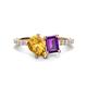 1 - Zahara 9x6 mm Pear Citrine and 7x5 mm Emerald Cut Amethyst 2 Stone Duo Ring 