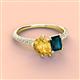 3 - Zahara 9x6 mm Pear Citrine and 7x5 mm Emerald Cut London Blue Topaz 2 Stone Duo Ring 