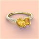 3 - Zahara 9x6 mm Pear and 7x5 mm Emerald Cut Citrine 2 Stone Duo Ring 