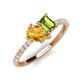 4 - Zahara 9x6 mm Pear Citrine and 7x5 mm Emerald Cut Peridot 2 Stone Duo Ring 