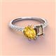 3 - Zahara 9x6 mm Pear Citrine and 7x5 mm Emerald Cut Smoky Quartz 2 Stone Duo Ring 