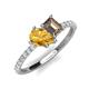 4 - Zahara 9x6 mm Pear Citrine and 7x5 mm Emerald Cut Smoky Quartz 2 Stone Duo Ring 