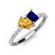 4 - Zahara 9x6 mm Pear Citrine and 7x5 mm Emerald Cut Lab Created Blue Sapphire 2 Stone Duo Ring 