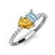 4 - Zahara 9x6 mm Pear Citrine and 7x5 mm Emerald Cut Aquamarine 2 Stone Duo Ring 