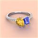 3 - Zahara 9x6 mm Pear Citrine and 7x5 mm Emerald Cut Tanzanite 2 Stone Duo Ring 