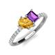 4 - Zahara 9x6 mm Pear Citrine and 7x5 mm Emerald Cut Amethyst 2 Stone Duo Ring 