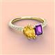 3 - Zahara 9x6 mm Pear Citrine and 7x5 mm Emerald Cut Amethyst 2 Stone Duo Ring 